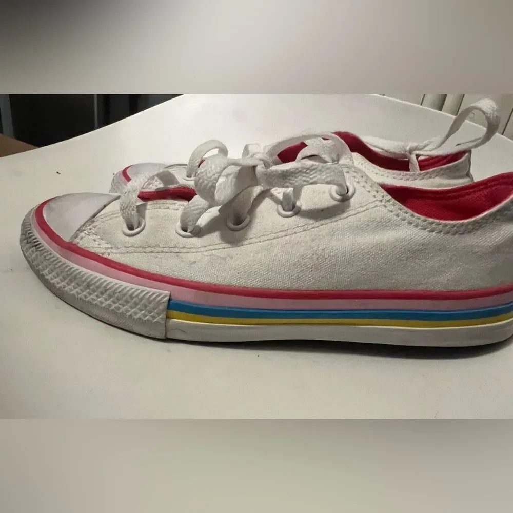 Converse Junior Chuck Taylor All Star Ox White Pink Sneaker 668484F Size 1
